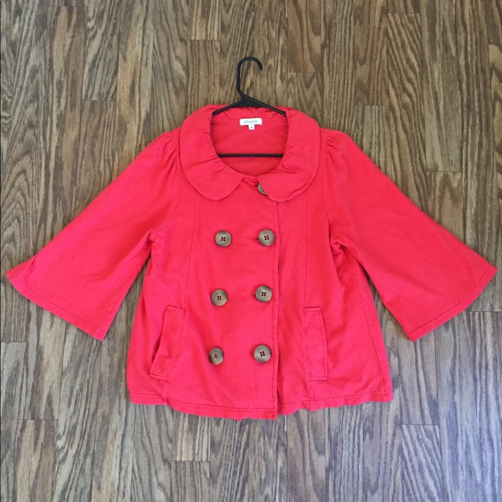 Ecoganik Red Button Up Bell Sleeve Coat